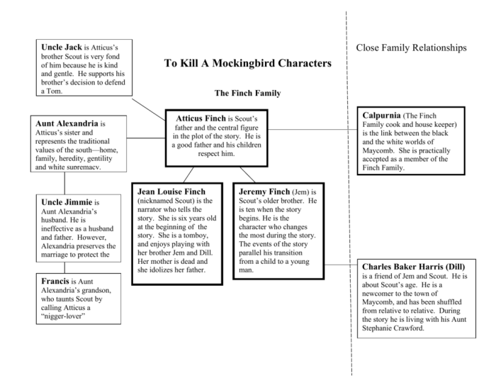 To kill a mockingbird character chart